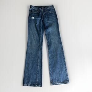 Wild Fable Easy Rigid Bootcut Jeans Women’s 00 Dark Wash Distressed Denim